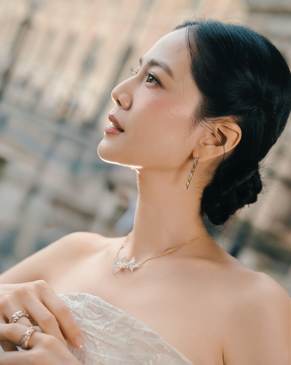 曾之喬於巴黎演繹Tiffany & Co. 石上鳥珠寶系列。
