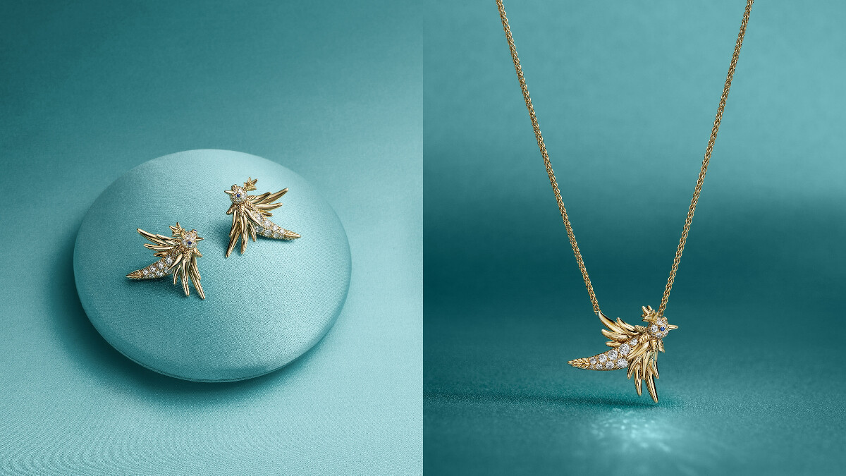Tiffany石上鳥珠寶系列耳環、Tiffany石上鳥珠寶系列鏈墜。