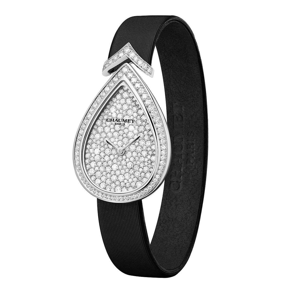 CHAUMET Joséphine Aigrette 18K白金腕錶,鑲嵌明亮式切割鑽石。參考價格NT$1,190,000