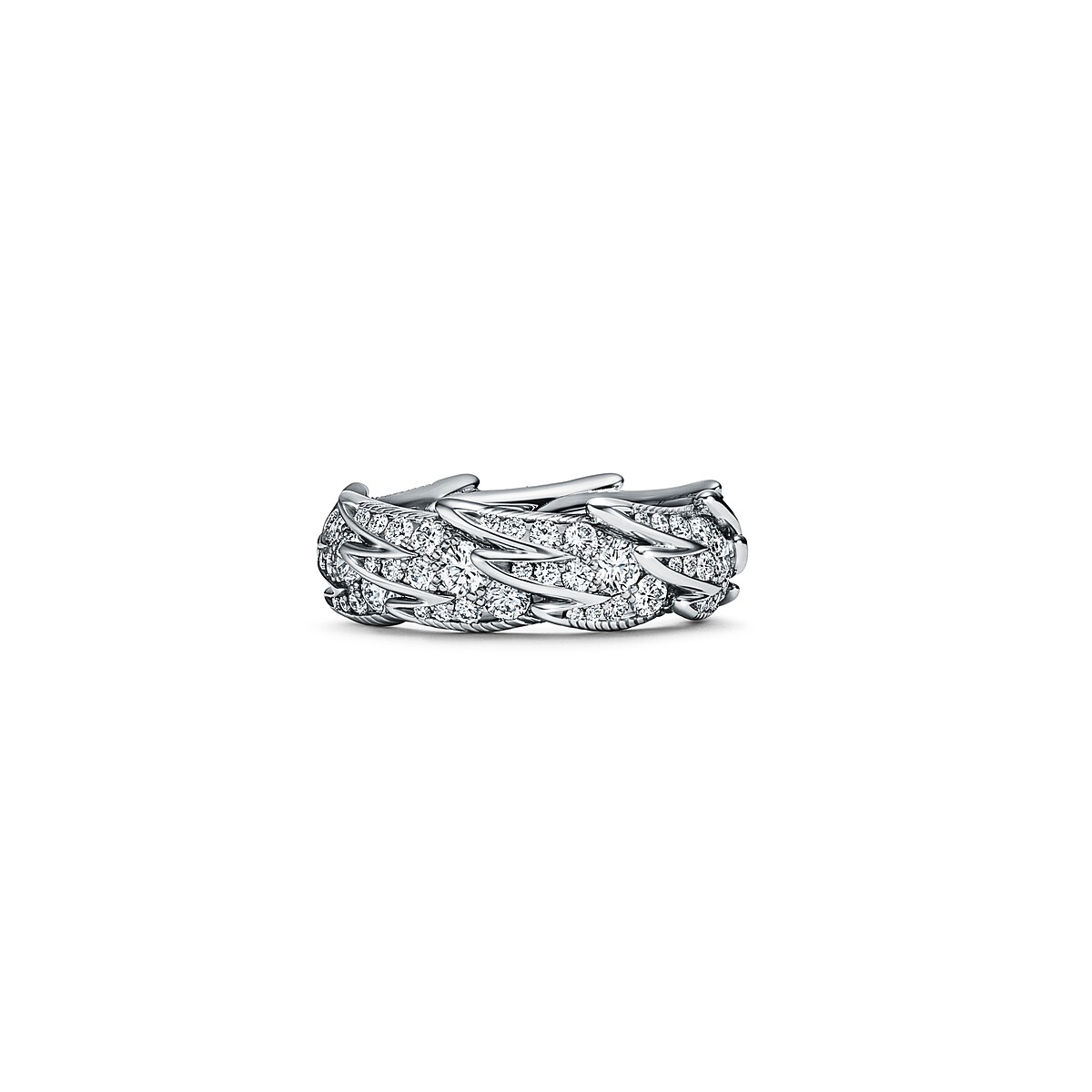 Tiffany 石上鳥珠寶系列Wings鉑金鋪鑽寬版戒指 約NT$ 705,000