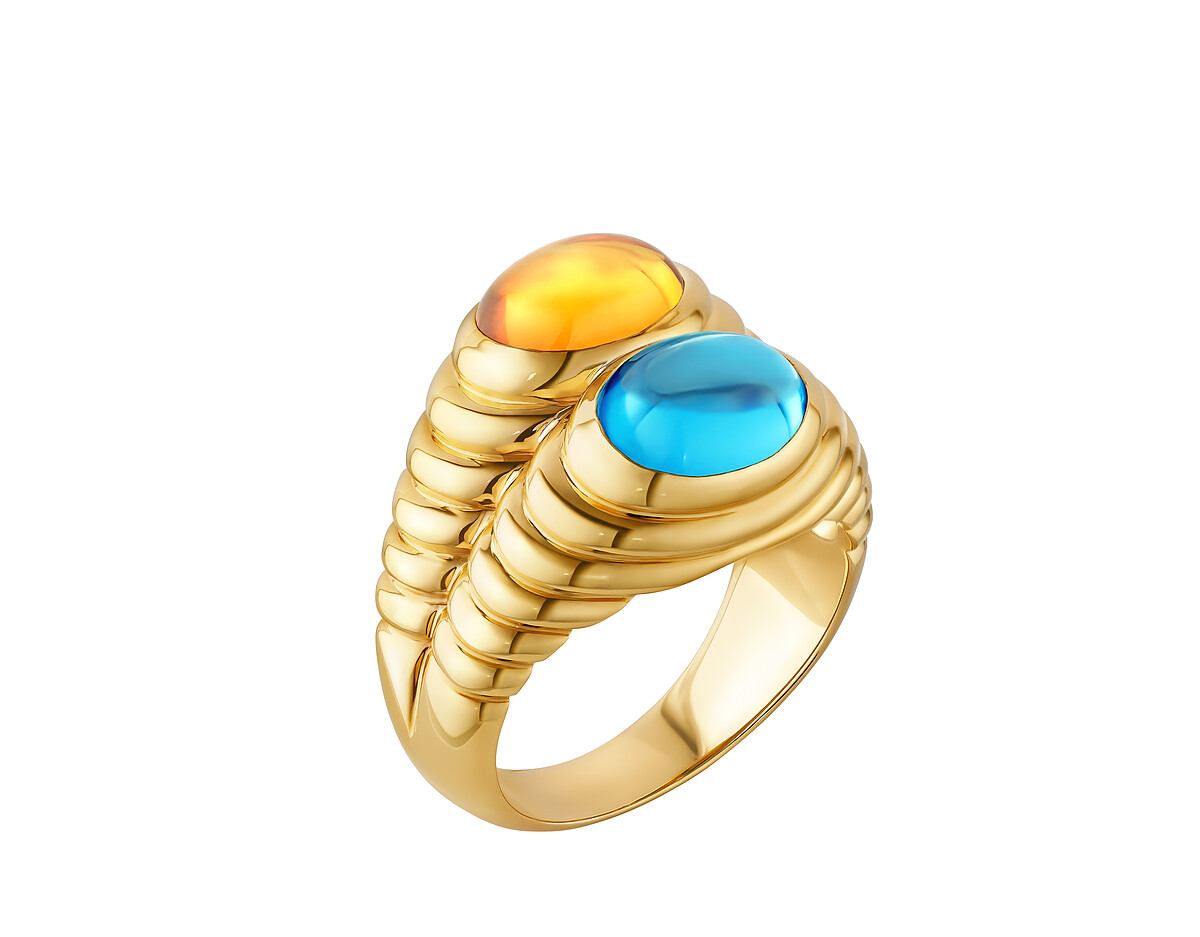 BVLGARI DOPPIO BACCELLATO 黃金拓帕石與黃水晶戒指 (362286)