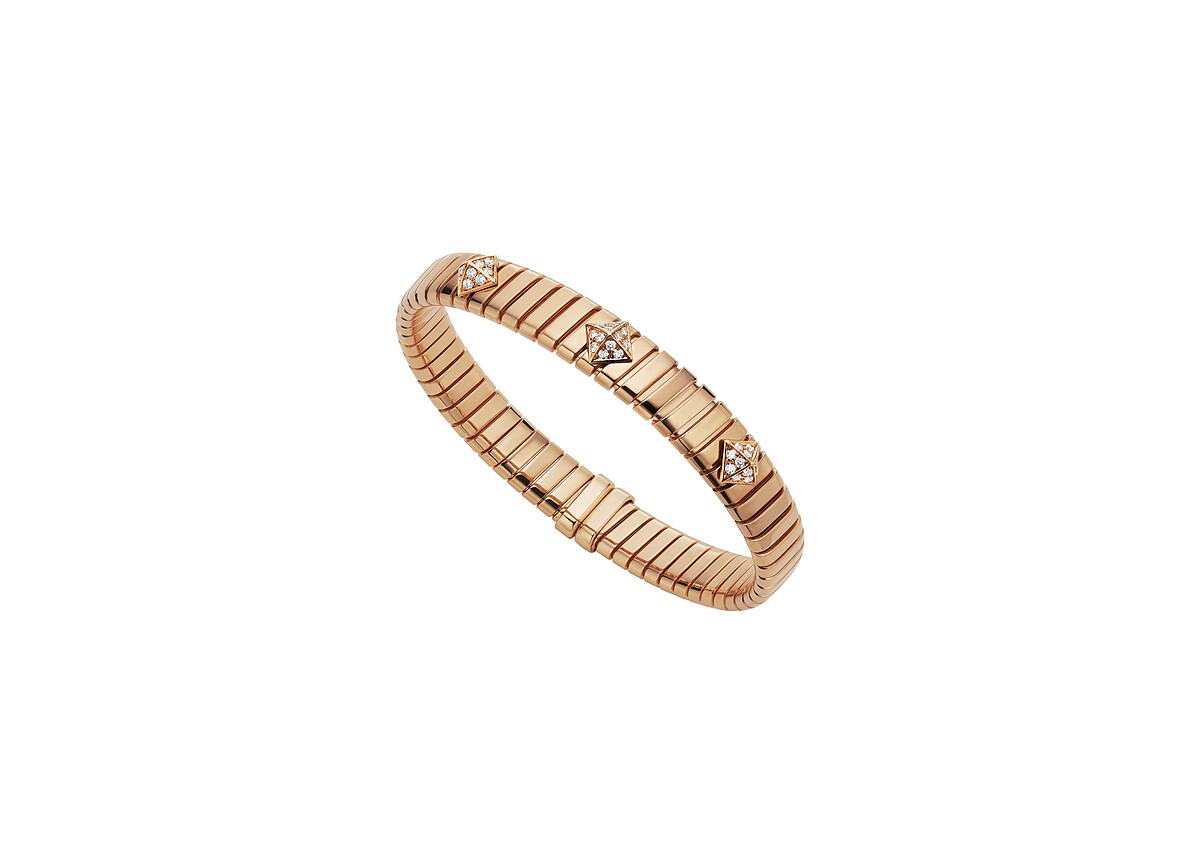 BVLGARI TUBOGAS系列 玫瑰金鑲鑽手環 (361513)