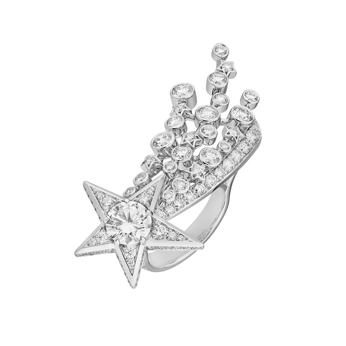 PLUIE DE COMETES 戒指 18K 白金鑲嵌鑽石