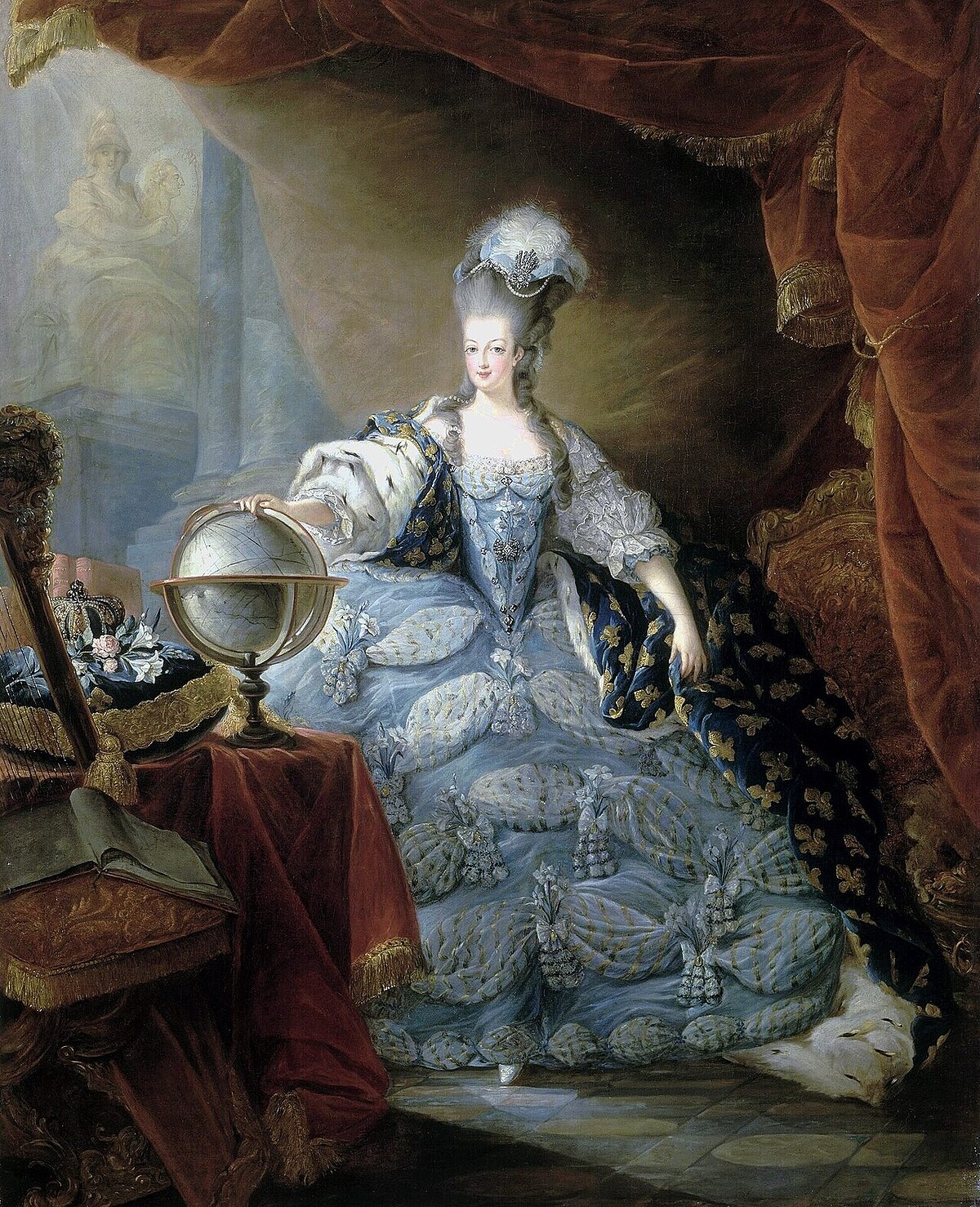 身穿宮廷服的瑪麗安東尼王后,由 Jean-Baptiste André Gautier-Dagoty 繪於1775年。