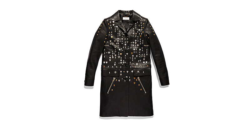 鉚釘裝飾皮革大衣，NT92,800