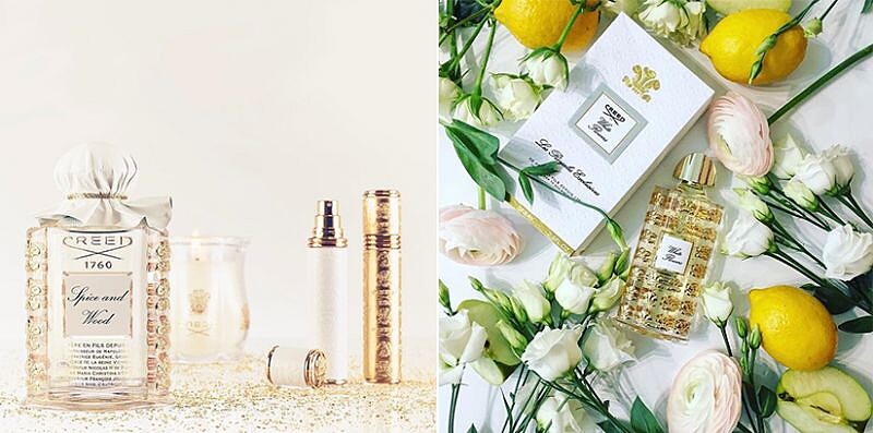 (左)CREED Spice and Wood尼羅河之戀75ml，NT16,800、250ml，NT35,800。(右)CREED White Flowers 絕色名伶75ml，NT16,800、250ml，NT35,800