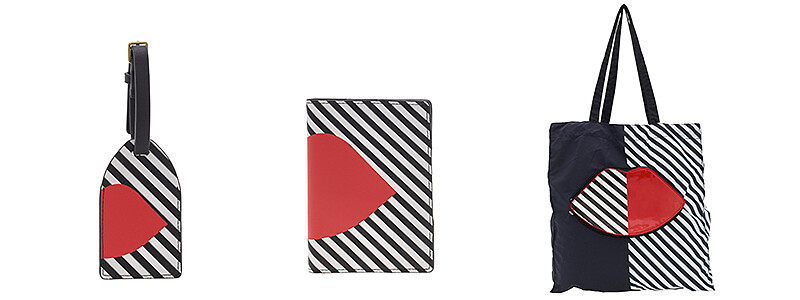 .(由左至右) 紅唇行李吊牌NT1,680/ 幾何紅唇名片夾NT2,680/ 5050 LIP收納購物袋 NT2,680