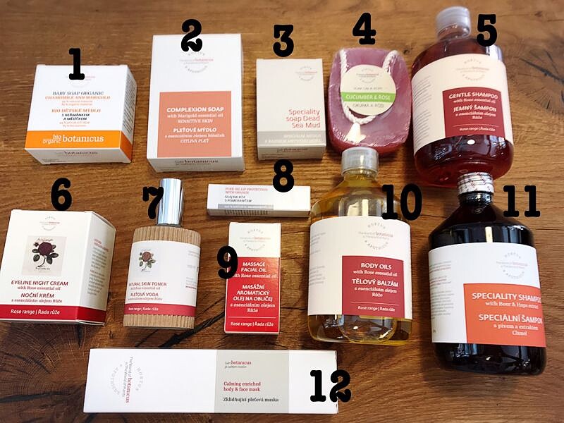 菠丹妮推薦必買商品合照，包含手工皂、玫瑰精華露等